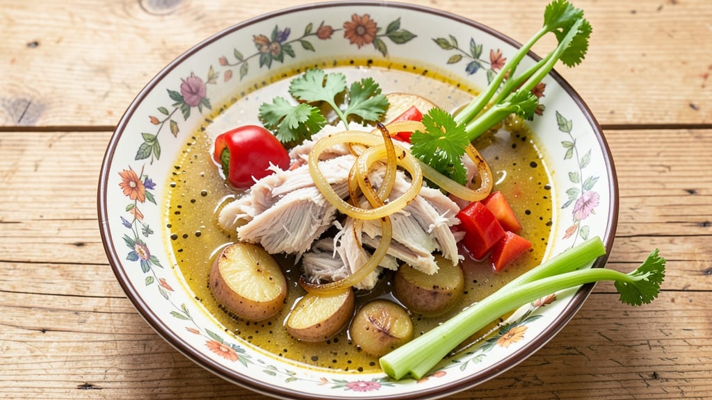 Bacalao Soup Recipe: Crisp Celery Crowns Over Lemon-Herb Velout