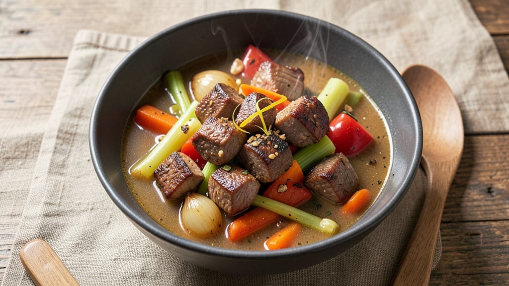 5 Star Vegetable Beef Soup Recipe: Umami-Rich Broth With Tender Beef and Crisp Celery Crowns