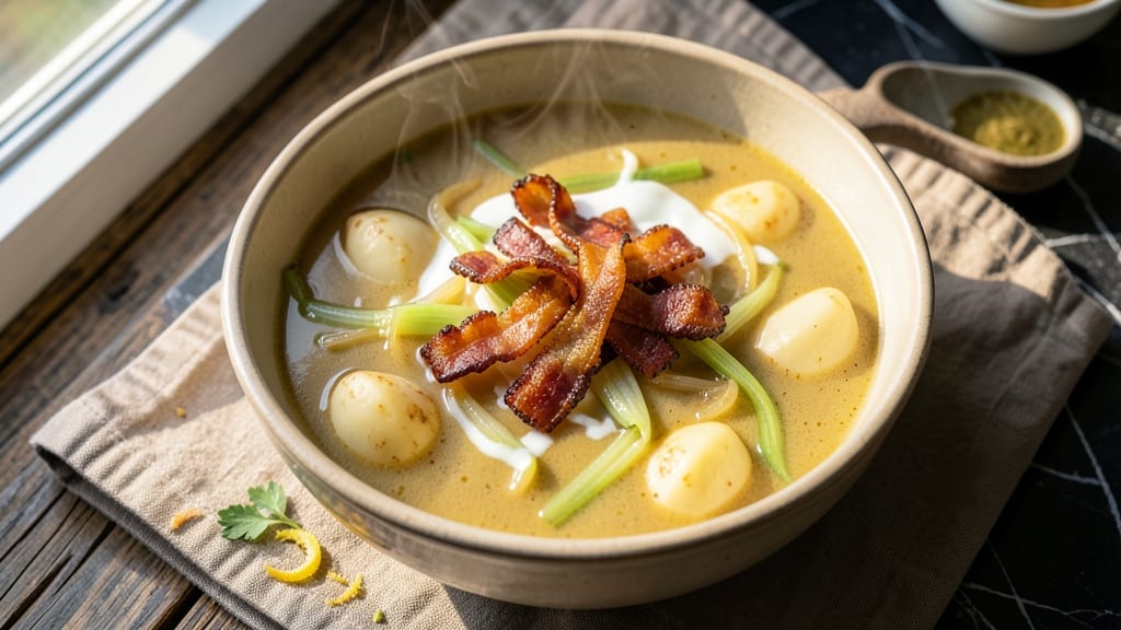 Best UK Leek and Potato Soup Recipe: Slow-Cooked Richness With Crispy Bacon Topping