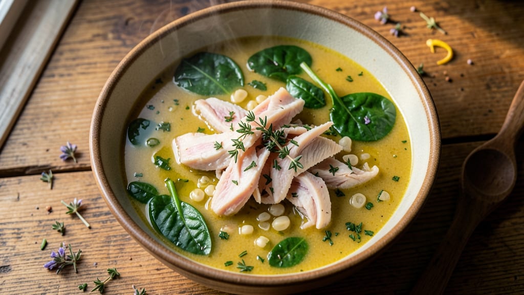 Au Bon Pain Chicken Florentine Soup Recipe: Crispy Celery Crowns Over Herb-Infused Velout