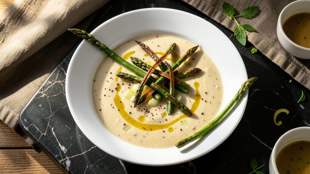 Asparagus Bisque Soup Recipe: Velvety Green Velvet With Crisp Celery Crowns