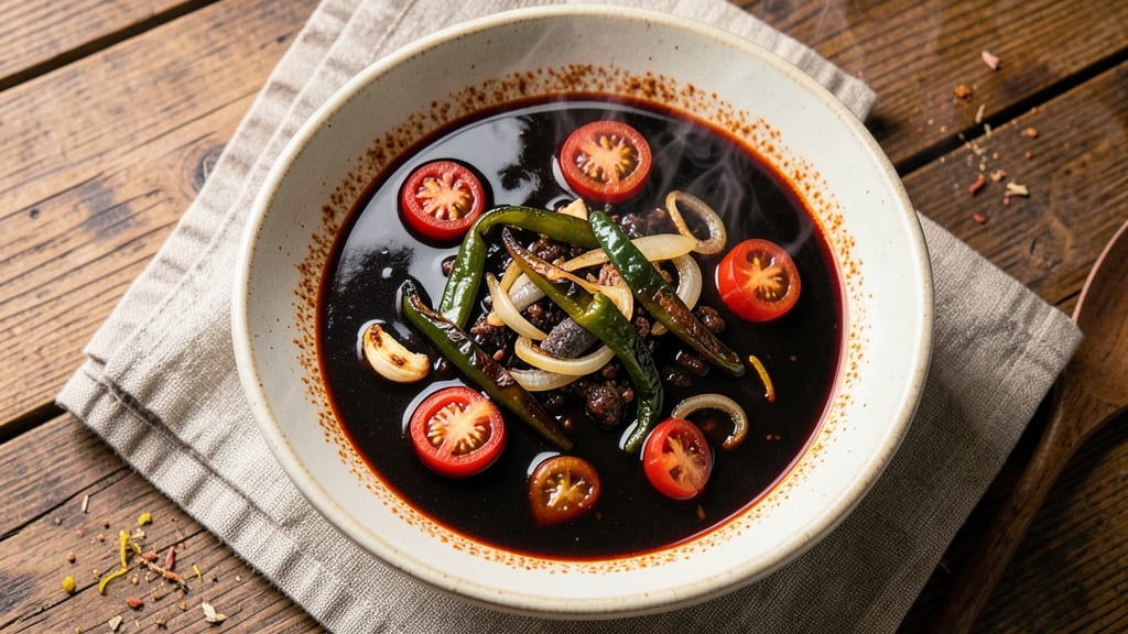 Belizean Black Soup Recipe: Anchovy-Parmesan Crunch Meets Spiced Tomato Depth