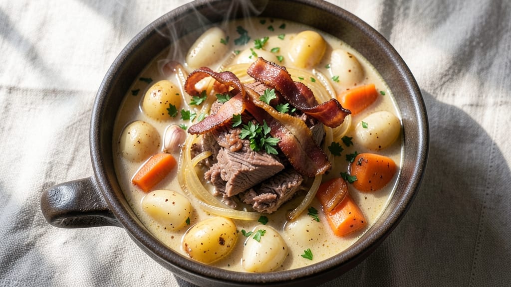 Beefy Potato Soup Recipe: Meaty Chunks and Crispy Bacon Bites