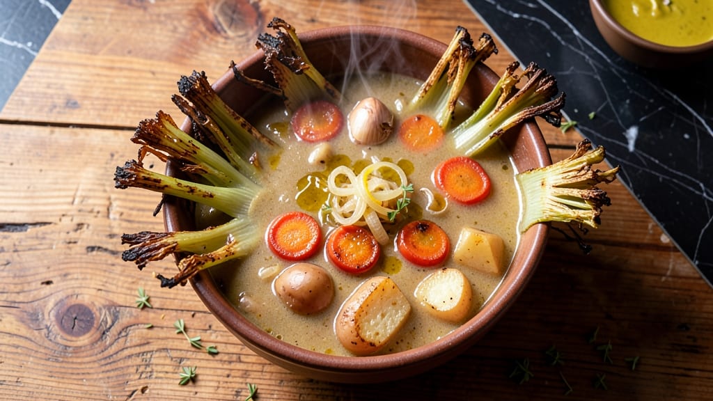 Baked Soup Recipe: Crispy Celery Crowns Over Silky Velout