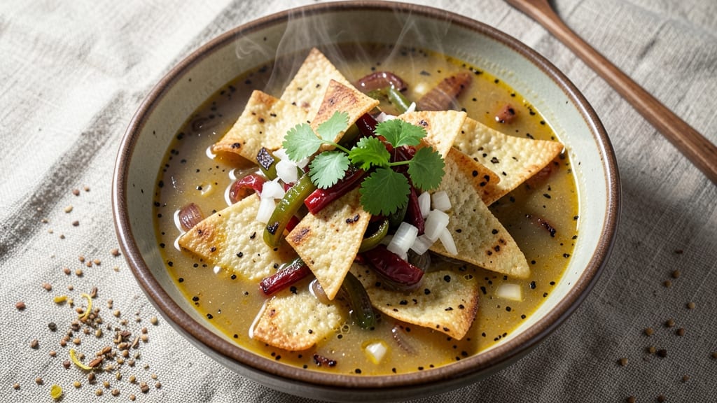 Authentic No-Chicken Tortilla Soup Recipe: Crispy Corn and Avocado Topping Magic