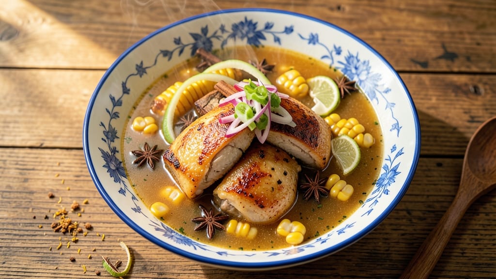 Authentic Chinese Chicken and Corn Soup Recipe: Star-Anise and Ginger Harmony in One Pot