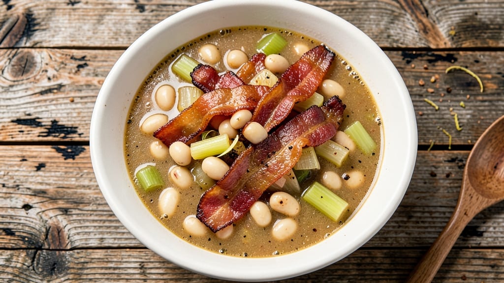Bean and Bacon Soup Recipe Slow Cooker: Deep-Savory Flavor with Crispy Celery Bites
