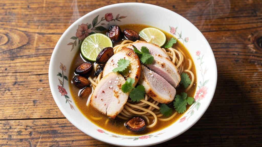 Asian Soup Bowl Recipe: Fragrant Ginger-Lime Broth with Wok-Seared Noodles