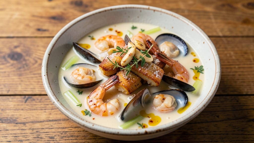 Best Seafood Soup Recipe Ever: Braised Shellfish and Celery Crown Crunch