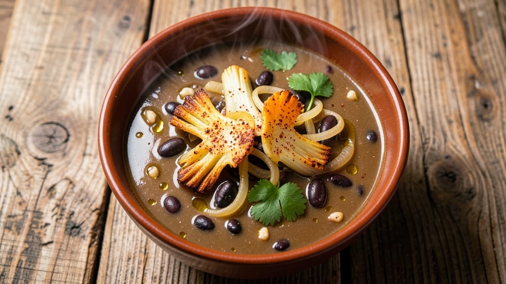 Award Winning Black Bean Soup Recipe: Deep Umami Richness With Crisp Celery Crowns