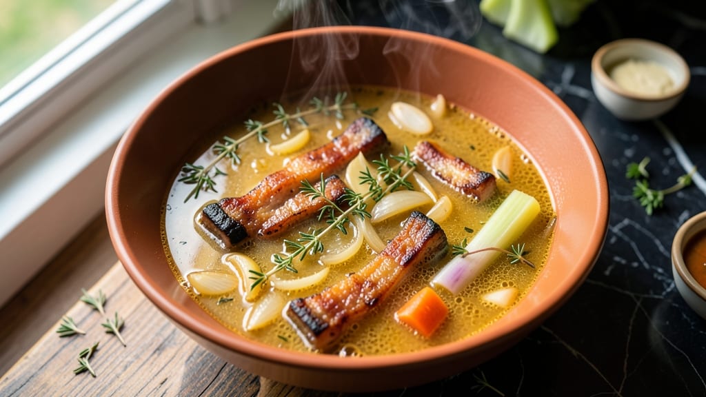 Bacon Bone Soup Recipe: Smoky Depth From Charred Bones and Celery Crown Crunch