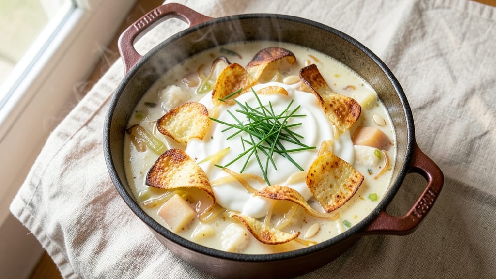 Baked Potato Soup Dutch Oven Recipe: Crispy Celery Crowns and Velvety Spud Blend