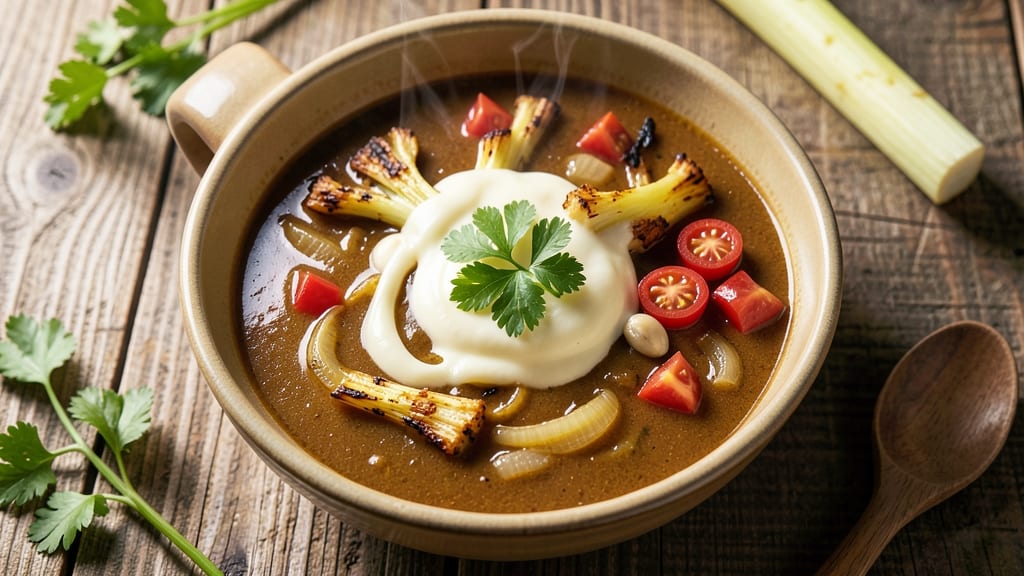 Beer Cheese Soup Recipe With Velveeta: Crispy Celery Crowns on Rich Stout Base
