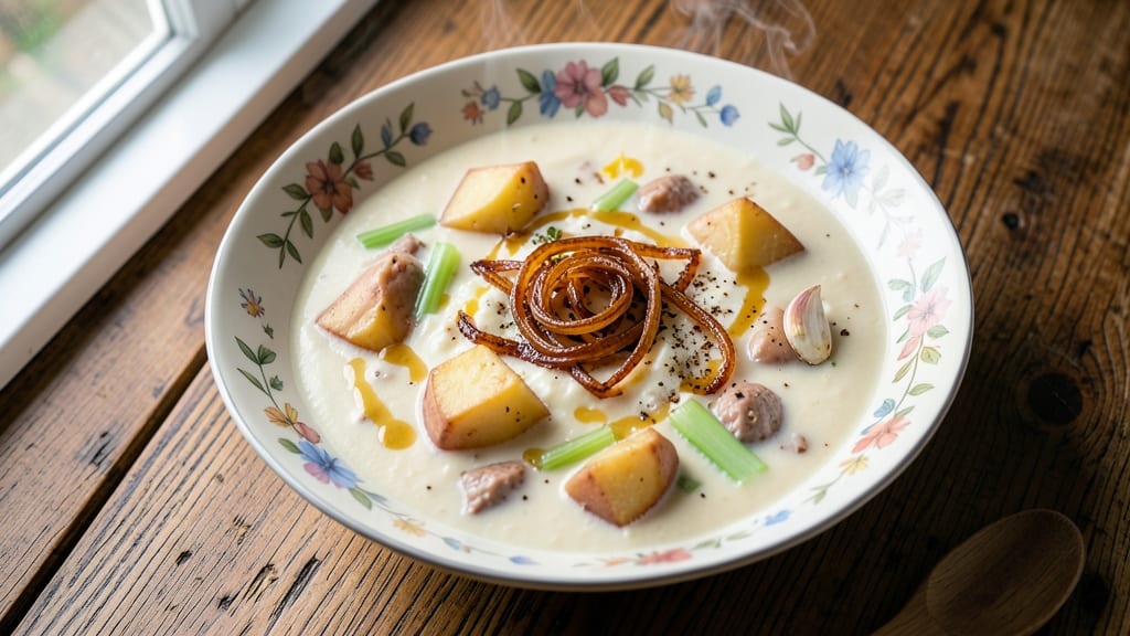 Baked Potato Soup Recipe Easy with Milk: Crispy Celery Crowns Over Velvety Cream