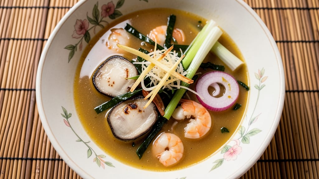 Abalone Soup Recipe Hawaii: Crispy Celery Crowns Over Silky Seafood Broth