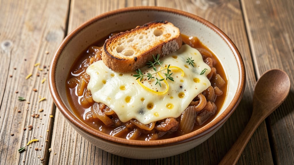 Awesome French Onion Soup Recipe: Crispy Topped Cheese Clouds Over Caramelized Fond