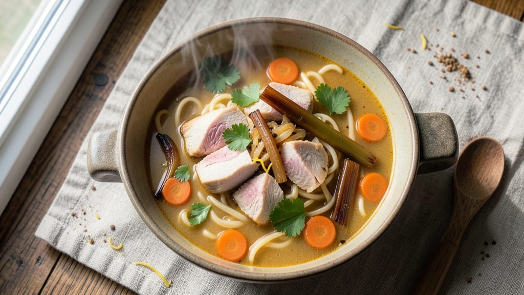 Au Bon Pain Chicken Noodle Soup Recipe: Herb-Infused Broth With Shredded Chicken and Celery Crown Crunch