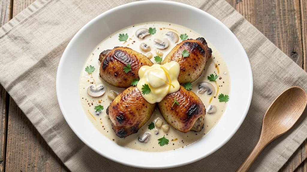 Baked Chicken Thighs With Cream of Mushroom Soup Recipe: Ultra-Juicy Skin and Velvety Sauce