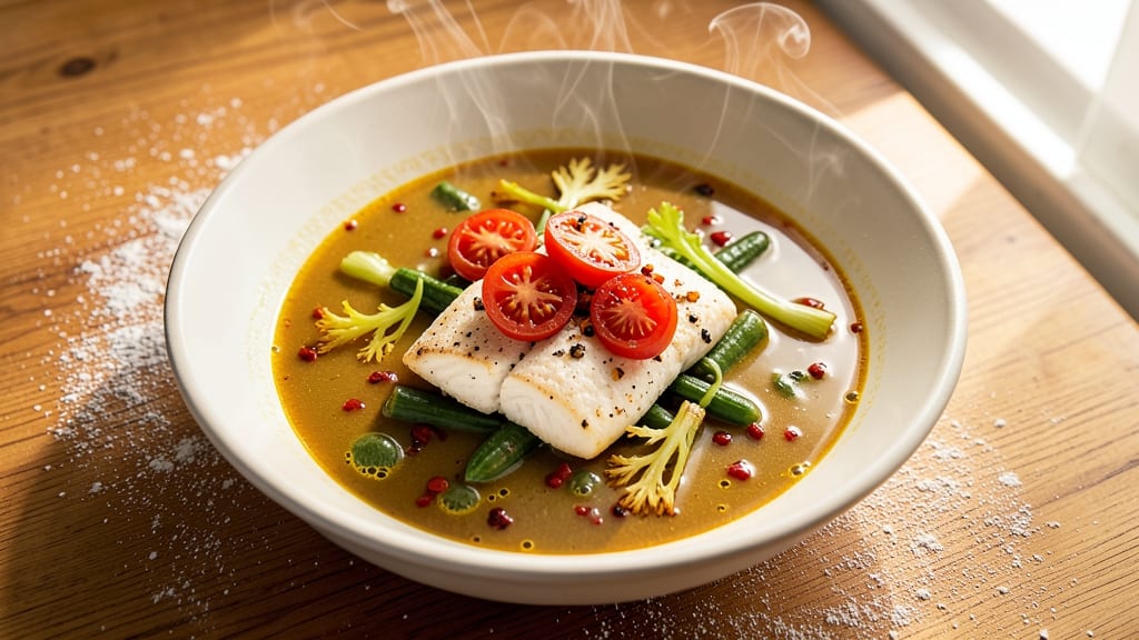 Adasi Soup Recipe: Smoky Tomato and Okra Velout with Crispy Celery Crowns