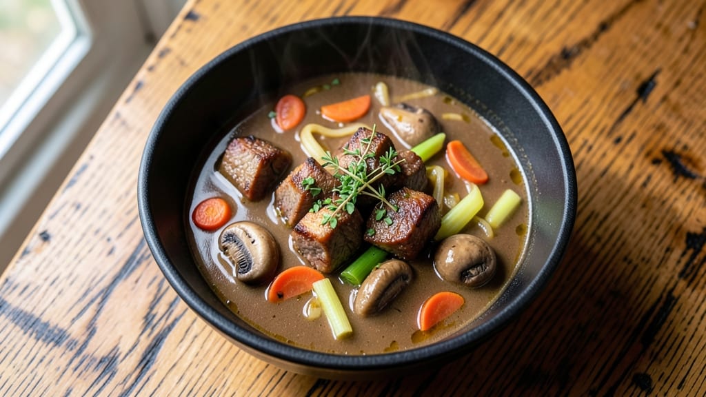 Black Angus Restaurant-Style Steak Soup Recipe: Deep Umami Broth with Shaved Steak Crunch