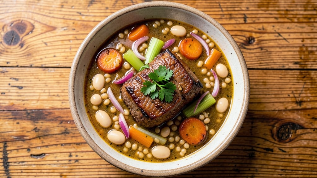 Beef Barley and Bean Soup Recipe: Hearty Winter Stew With Crisp Celery Crowns