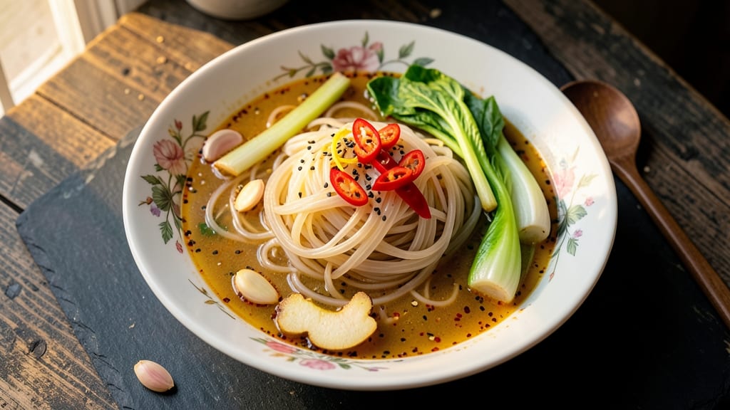 Asian Vegetable Noodle Soup Recipe: Fragrant Ginger-Lime Broth With Silky Rice Noodles