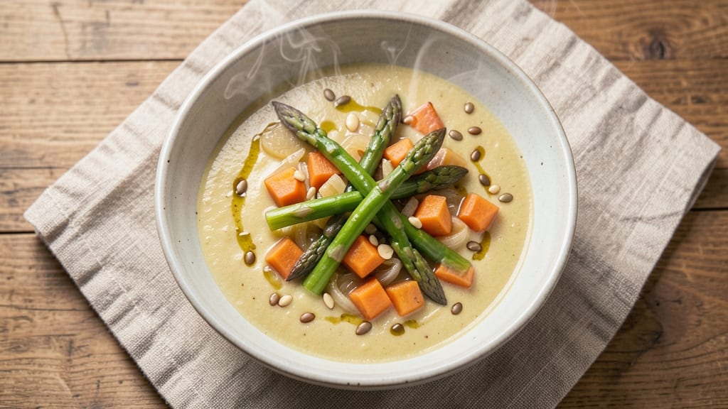 Asparagus and Sweet Potato Soup Recipe: Velvety Sweetness With Earthy Crunch