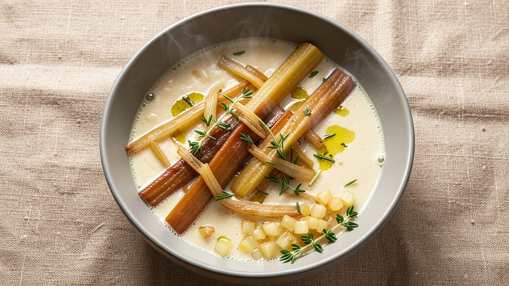 Best Ever Fennel Soup Recipe: Crispy Celery Crowns Over Earthy Anise Velout