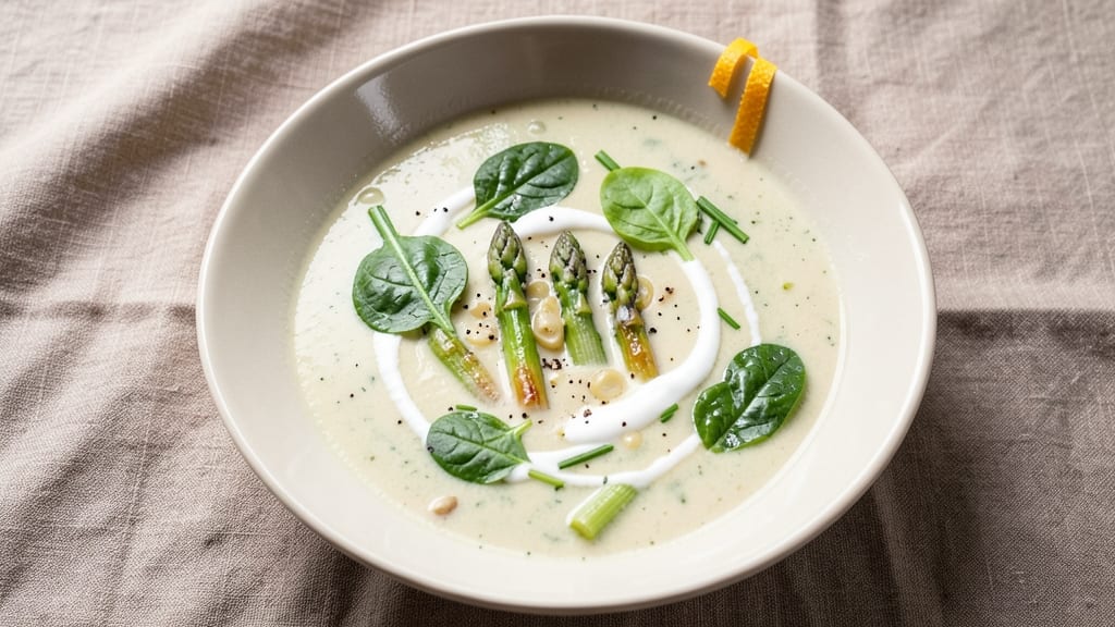 Asparagus And Spinach Soup Recipe: Bright Green Velout With Earthy Herb Depth