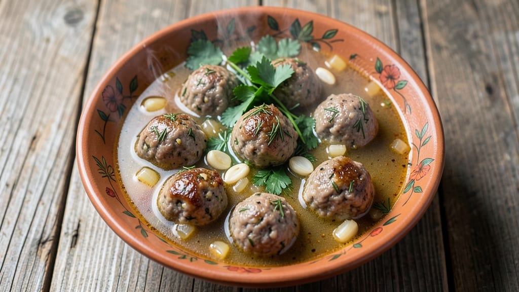 Armenian Meatball Soup Recipe: Spiced Lamb Bites in Herb-Infused Broth