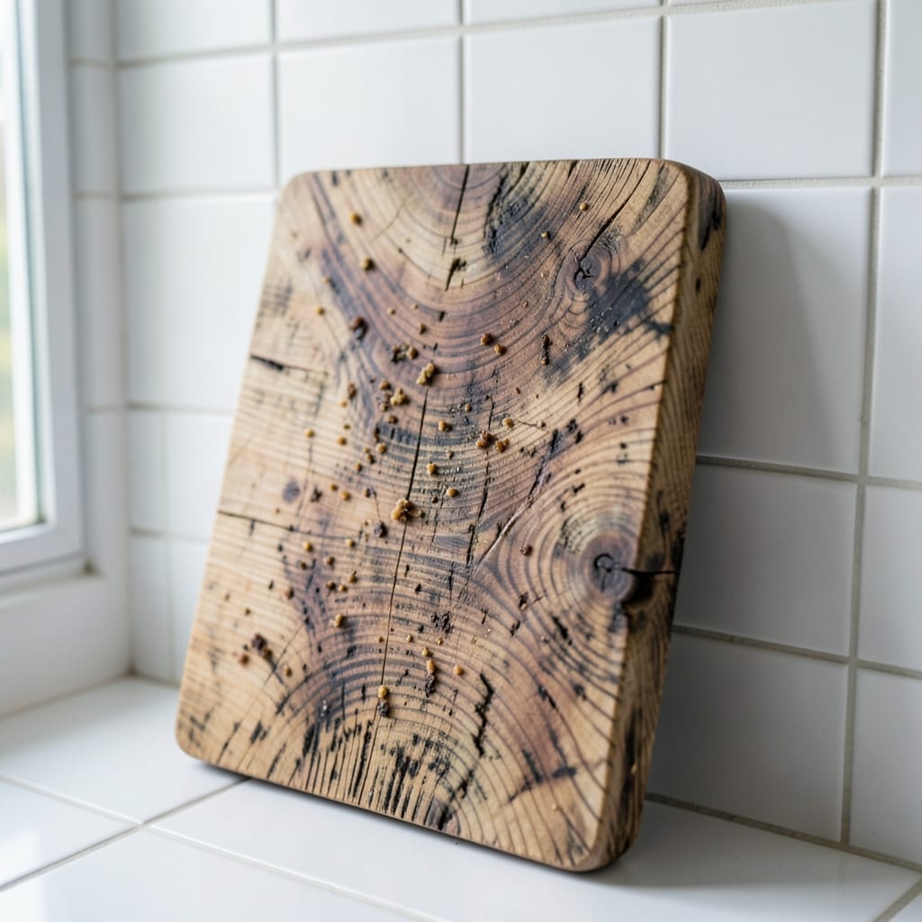 The wooden cutting board
