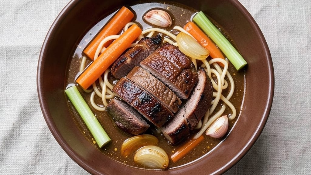 Beef Stew Noodle Soup Recipe: Hearty One-Pot With Celery Crown Crunch