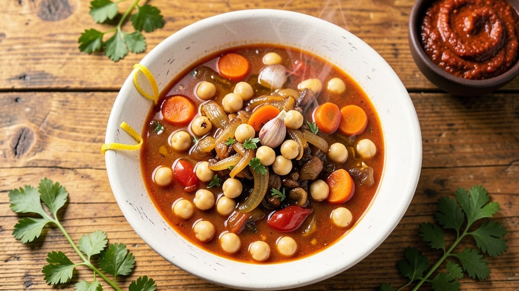 Algerian Shorba Soup Recipe: Harissa-Spiced Chickpea and Tomato Comfort