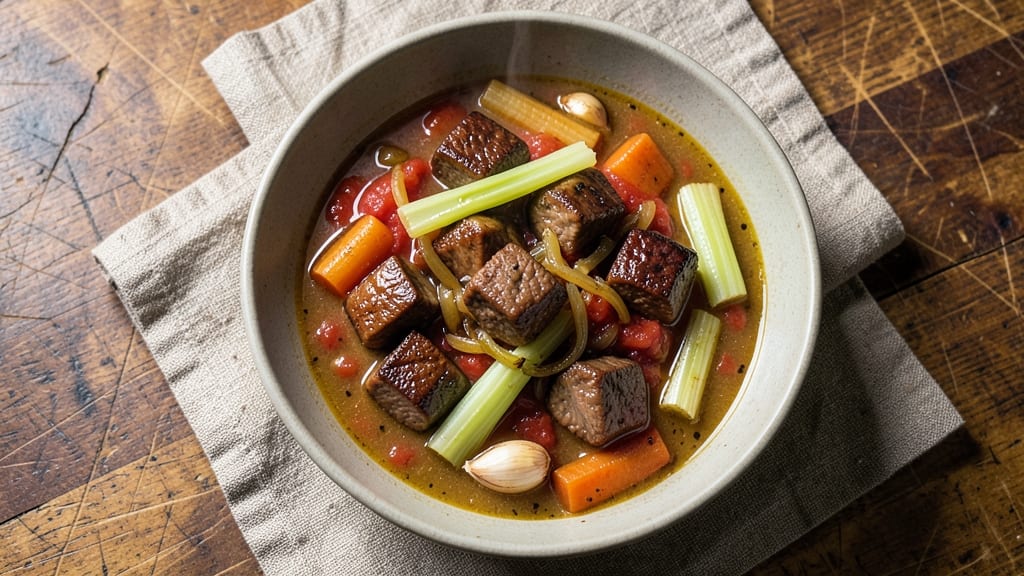 Beef Cubes Soup Recipe: Tender Meat and Celery Crown Crunch in One Pot