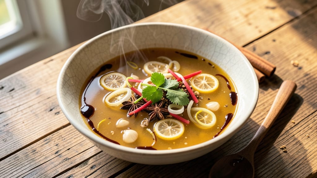 Asian Ginger Broth Soup Recipe: Zesty Spice Infusion With Silky Noodles