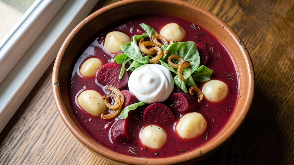 Authentic Russian Borscht Soup Recipe: Deep Beetroot Richness With Sour Cream Swirl
