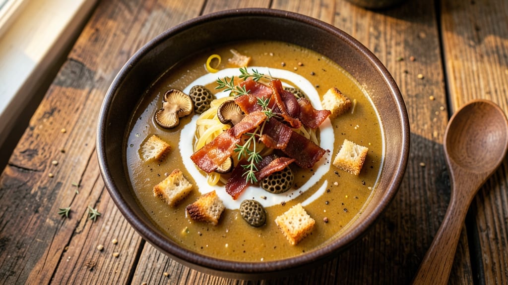 Ark Mushroom Soup Recipe: Smoky Bacon Crunch Over Velvety Herb Broth