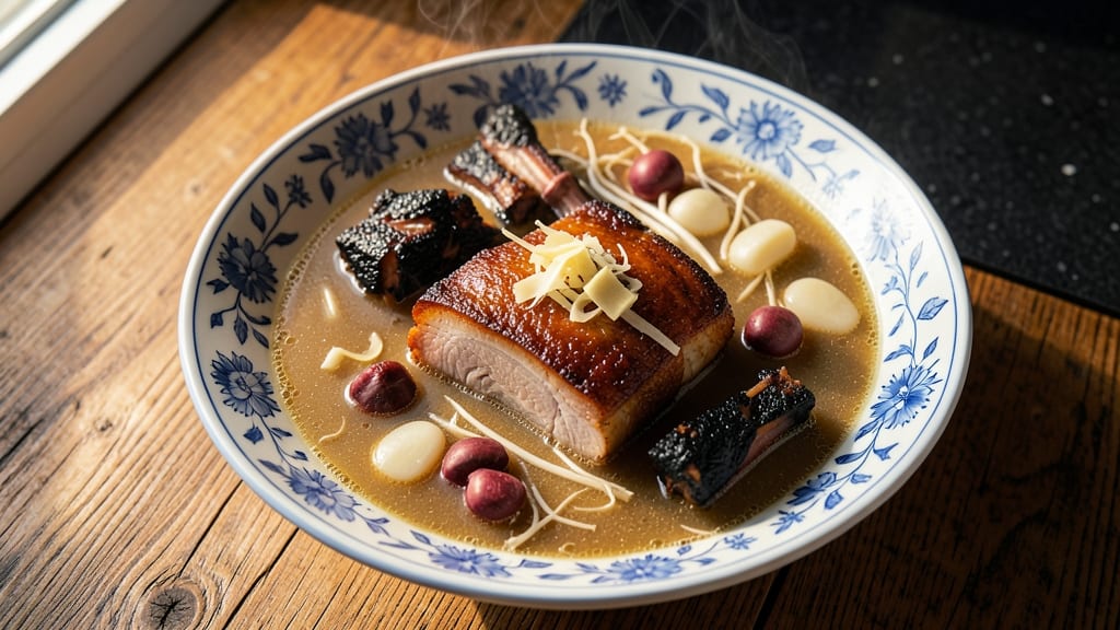 Ba Zhen Soup Recipe: Celestial Herb Velout with Slippery Rice Noodles