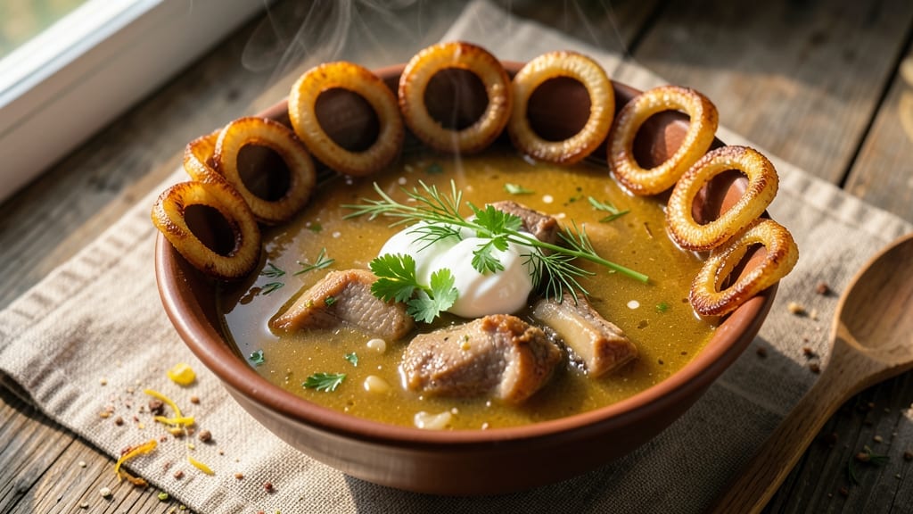 Ash Persian Soup Recipe: Crisp Celery Crowns Over Herbed Yogurt Velout