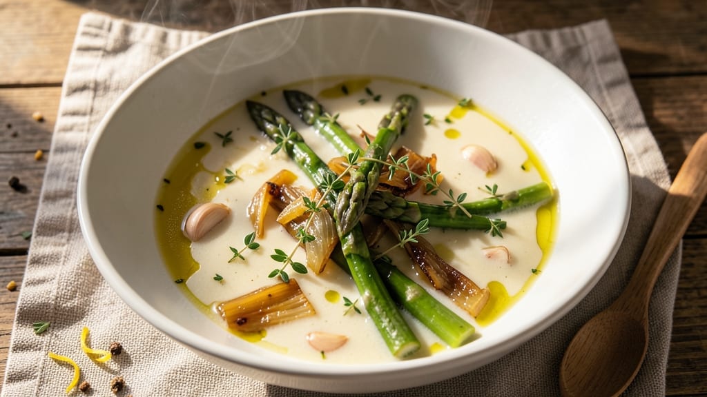 Barefoot Contessa Asparagus Soup Recipe: Crisp Celery Crowns on Velvety Herb Base