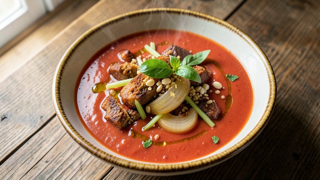 Baker's Crust Tomato Soup Recipe: Celery Crown Crunch Meets Velvety Herb Velout