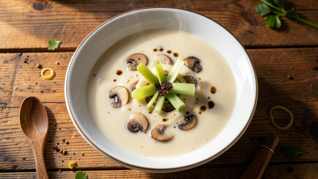 Barefoot Contessa Cream of Mushroom Soup Recipe: Celery Crown Crunch Meets Velvety Herb Velout