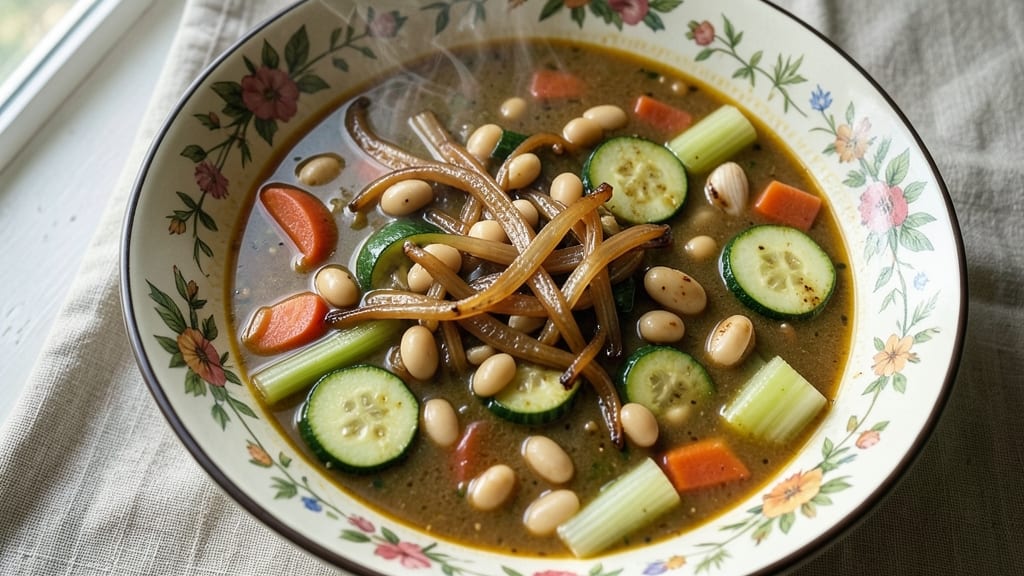 Bertucci's Minestrone Soup Recipe: Crisp Celery Crowns and Anchovy-Parmesan Velout