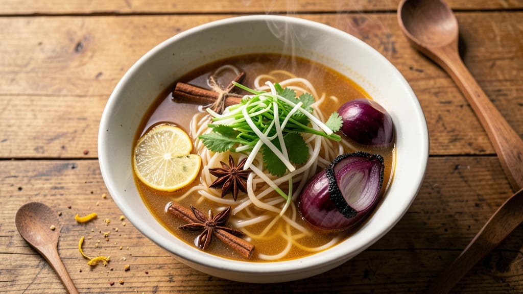 Basic Pho Soup Recipe: Star-Anise Infused Broth and Chewy Rice Noodles