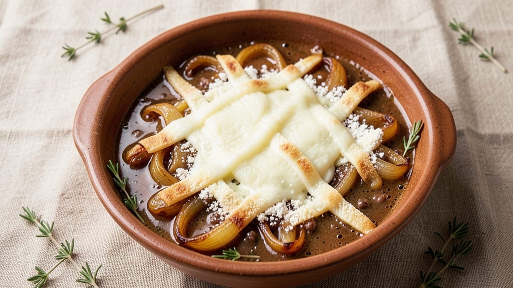 Best French Onion Soup Recipe: Golden Caramelized Crowns Over Creamy Velouté